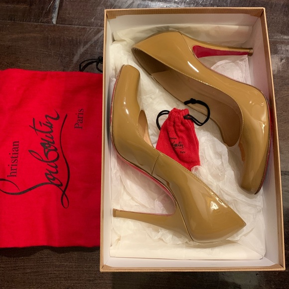 Christian Louboutin Shoes - Camel patent Christian Louboutin Deco 100 heel 6.5